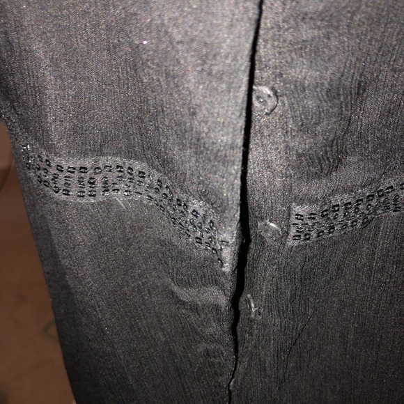 DKNY 8 100% silk Black top blouse camisole tank sequins excellent party formal - Picture 3 of 11